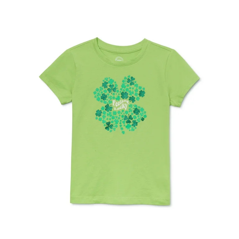 Wonder Nation Girls Saint Patrick's Day Tee with Short Sleeves, Sizes 4-18 | Walmart (US)