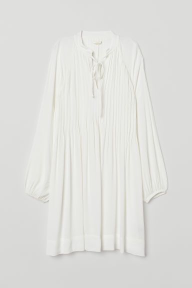 H & M - Viscose Dress with Pin-tucks - White | H&M (US + CA)