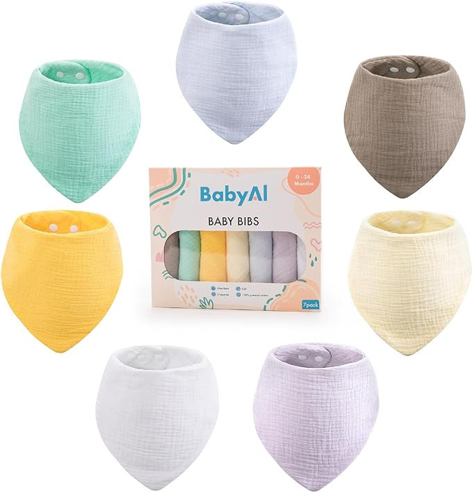 100% Organic Cotton Bibs Muslin Bandana Super Soft and absorbent Drool Bibs for Babies. Drooling ... | Amazon (US)