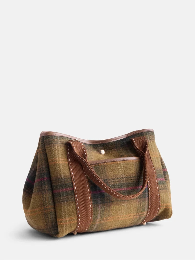 Free Assembly Women\u2019s Plaid Medium Tote Handbag, Yellow | Walmart (US)