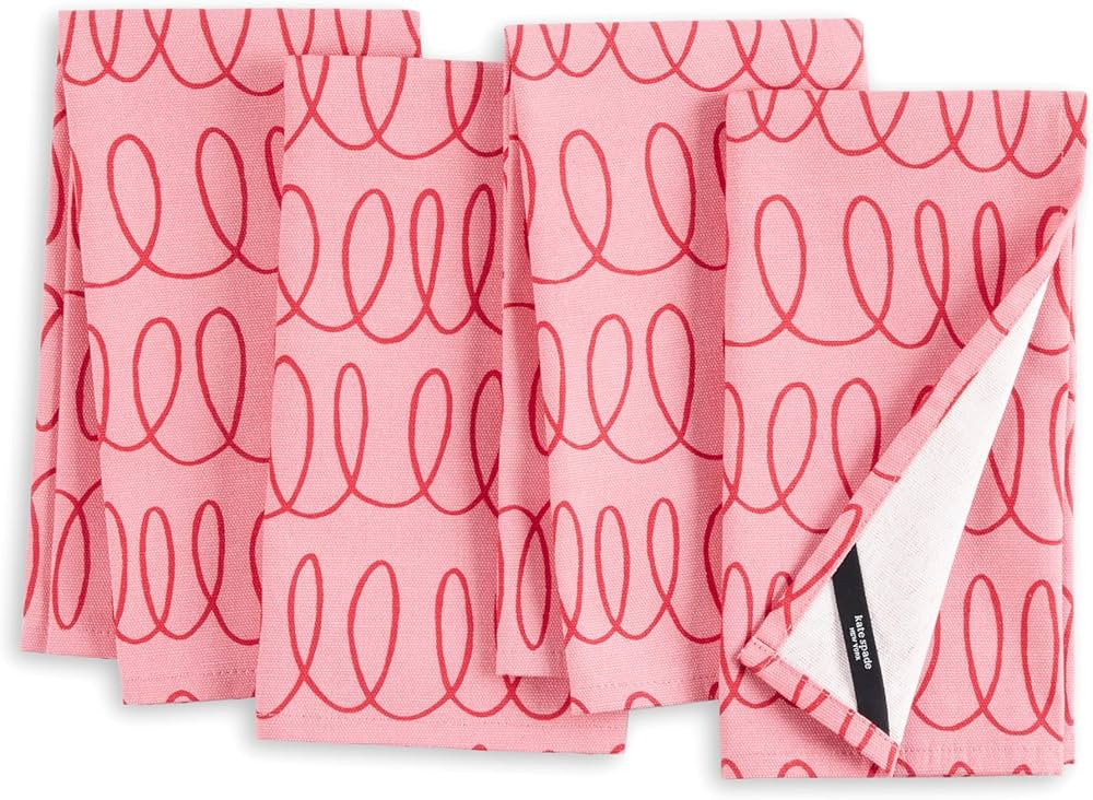 kate spade new york in The Loop Cloth Napkins 4-Pack Set, 100% Cotton, Machine Washable, Rose Pin... | Amazon (US)