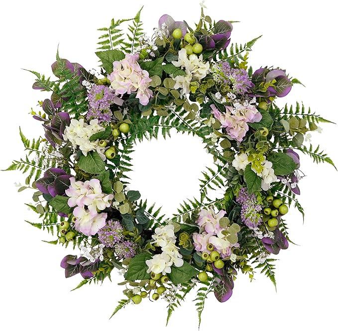 Puleo International 30'' Artificial Hydrangea Floral Spring Door Wreath, Multicolor (2601-W30) | Amazon (US)