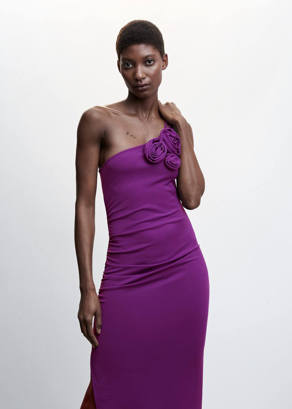 Asymmetrical maxi flower dress | MANGO (US)