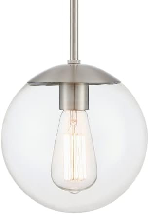 MOTINI Globe Pendant Light, 1-Light Brushed Nickel Pendant Lighting with 8" Clear Glass Shade, Singl | Amazon (US)