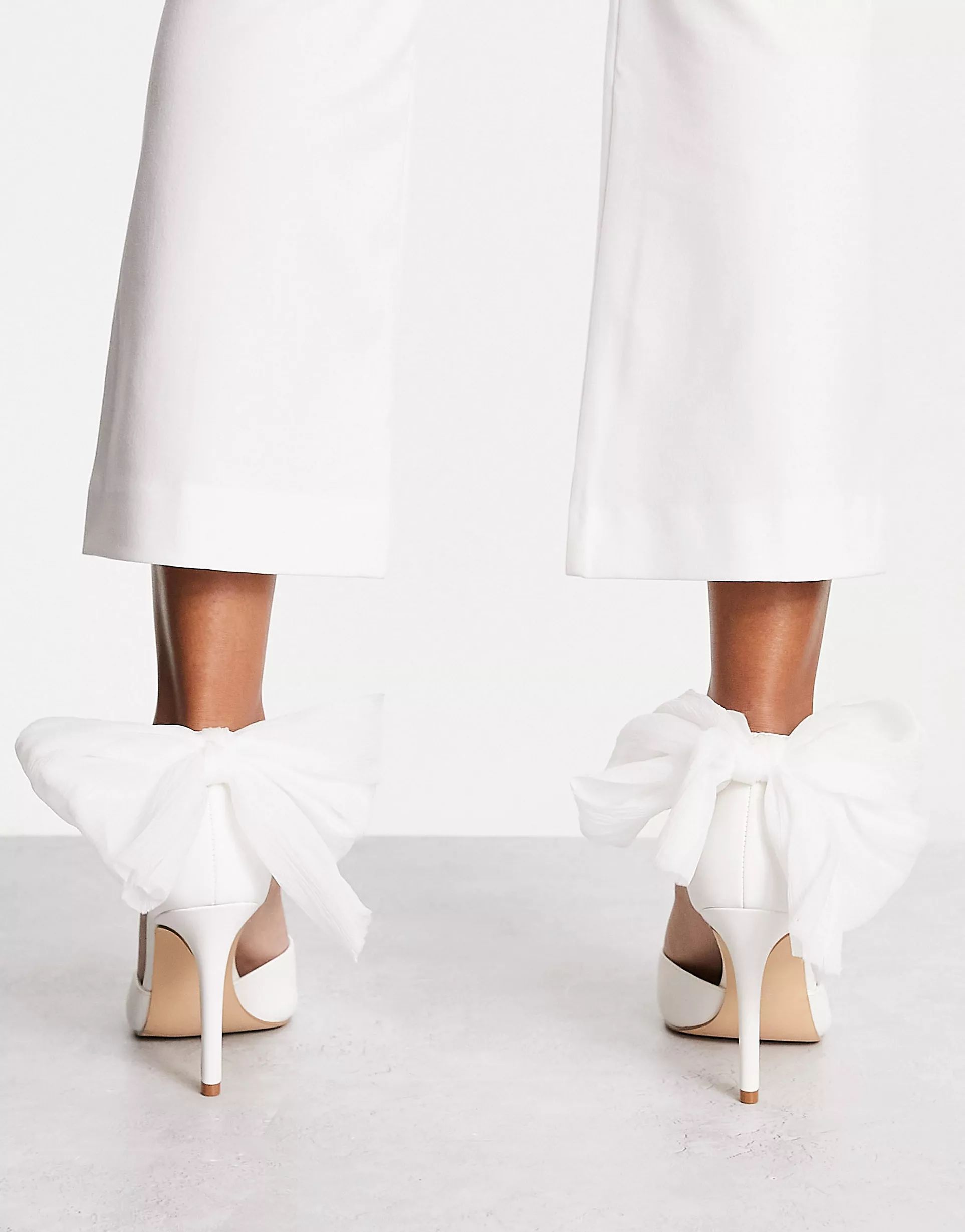 Ever New Bridal exclusive bow back heels in ivory | ASOS (Global)