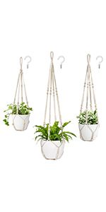 Mkono Macrame Double Plant Hanger Indoor Outdoor 2 Tier Hanging Planter Basket Cotton Rope with B... | Amazon (US)