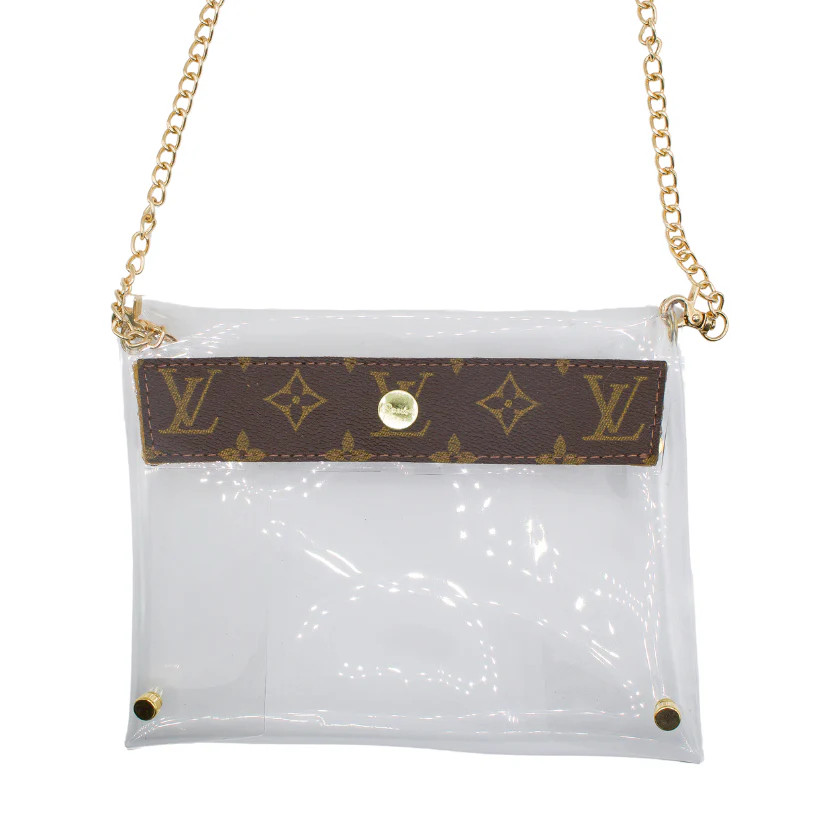 Upcycled LV Monogram Large Clear Crossbody Purse with Logo | Sparkl