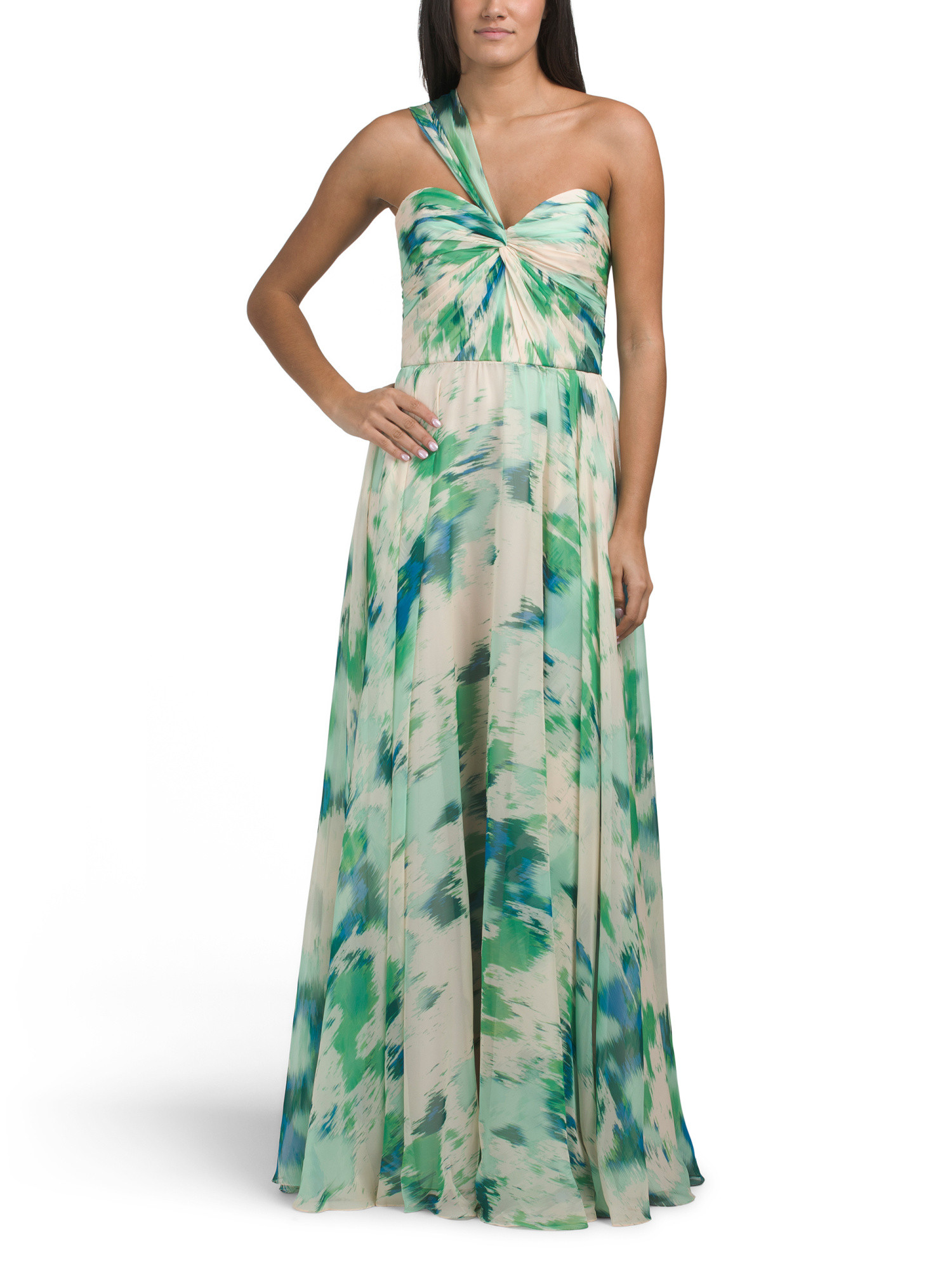 One Shoulder Floral Gown | TJ Maxx