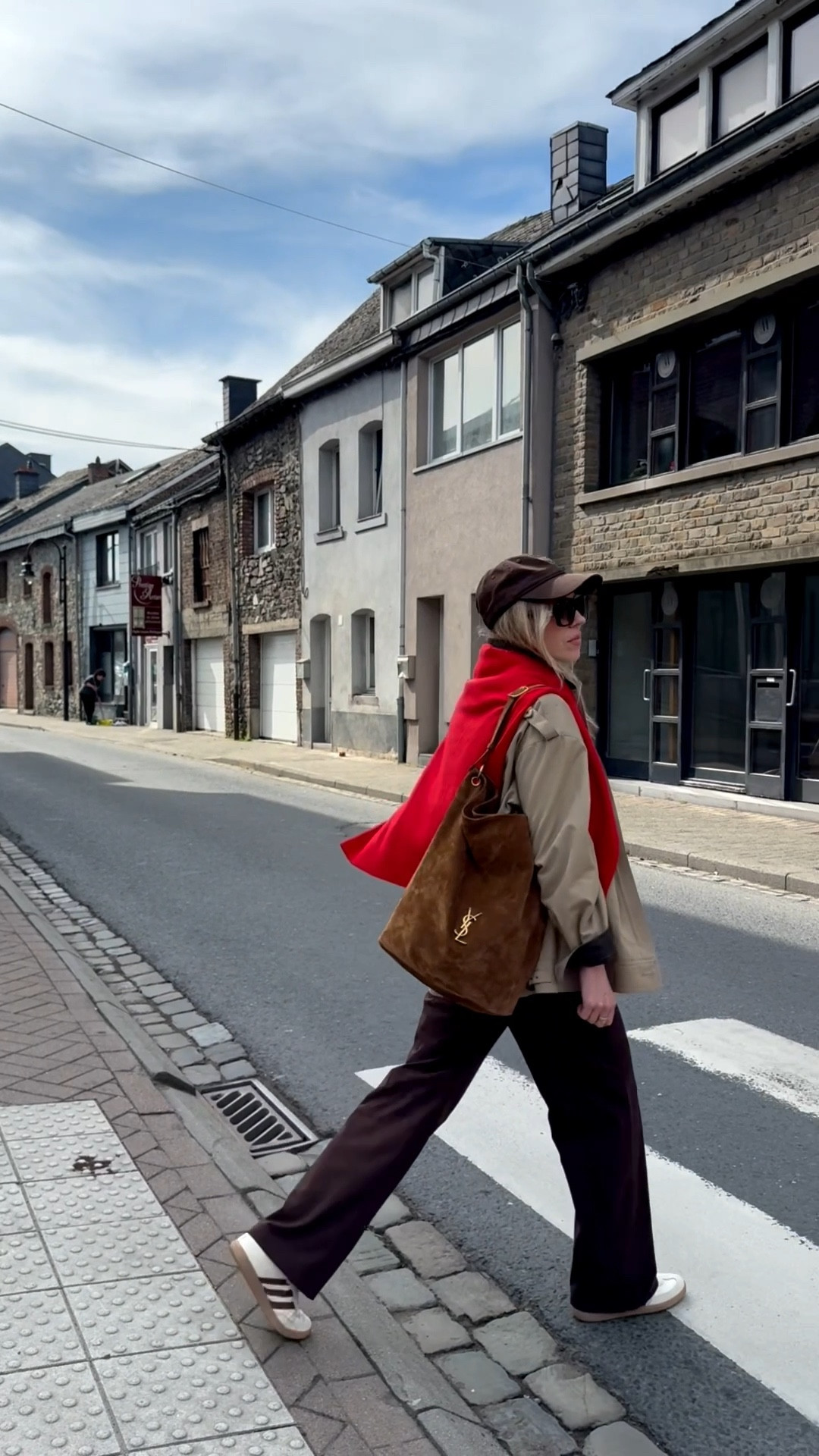 Travel outfit, airport look, Amazon chocolate brown joggers, Adidas Samba sneakers, red sweater, suede YSL tote bag

#LTKOver40 #LTKSaleAlert #LTKTravel