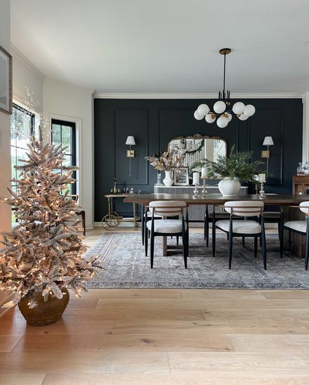 I used this small flocked Christmas tree as a accent to the blank space in my dining room and love what it added to the holiday decor!

My dining room rug is a 9x12 and in the Olive/Charcoal color!

#LTKHoliday #LTKhome #LTKstyletip