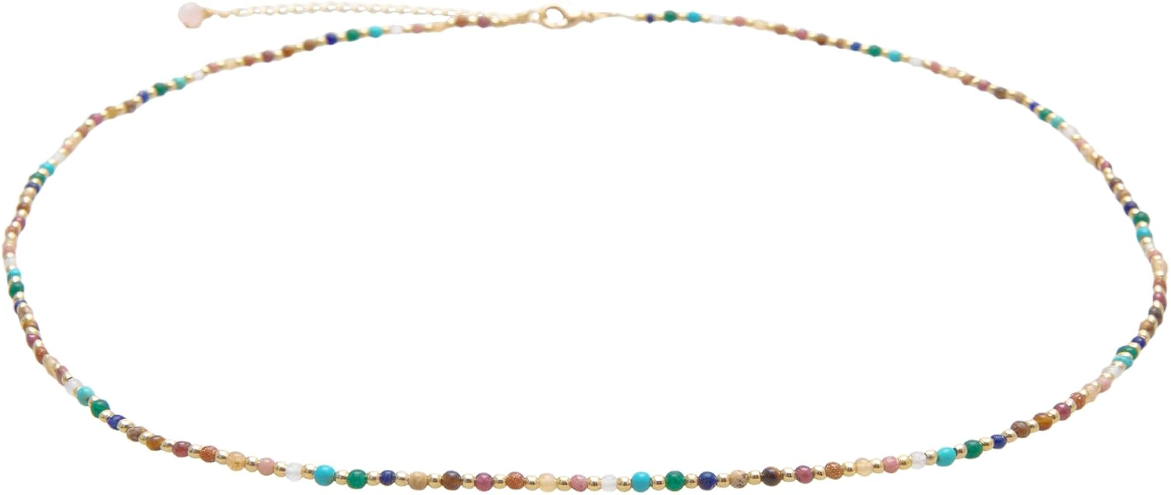 Lotus and Luna 2MM Master Healer Energy Chakra Healing Dainty Necklace with Real Stones Jade, Pea... | Amazon (US)