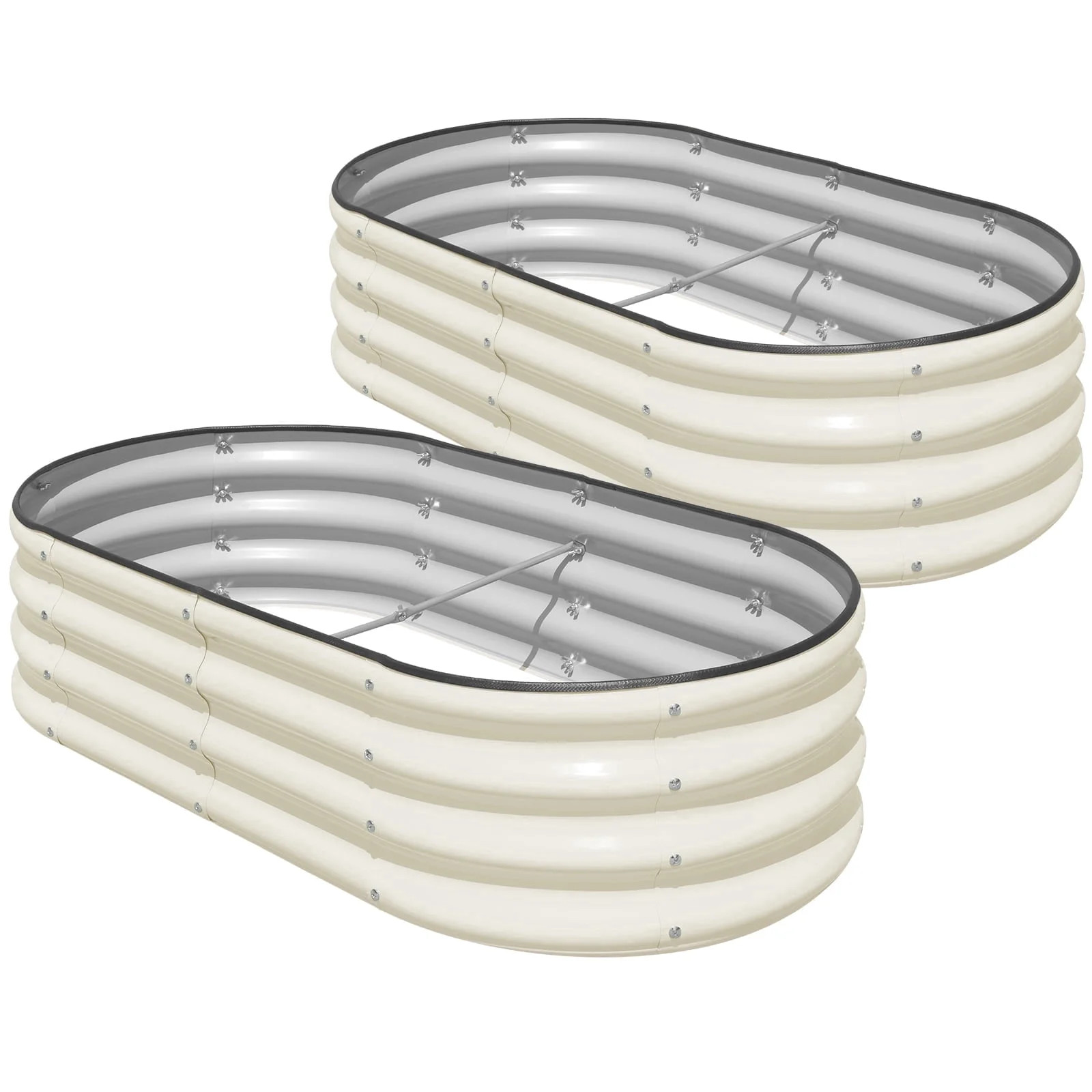 SnugNiture 4x2x1 ft Galvanized Garden Bed, 2 Pcs White Oval Planters for Vegetables and Outdoor P... | Walmart (US)