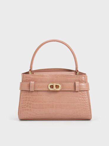 Aubrielle Croc-Effect Top Handle Bag
 - Blush | Charles & Keith US