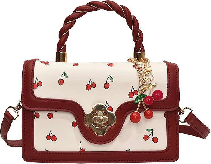 JeVenis Cherry Red Shoulder Bags Cherry Keychain Women Purses Handbags Coquette Bow Purse Y2k Bag... | Amazon (US)