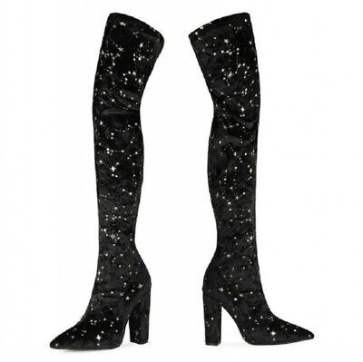 Women's Glitter Slouch Boots Over  Knee Thigh High Heel Boots Party Clubwear  | eBay | eBay US