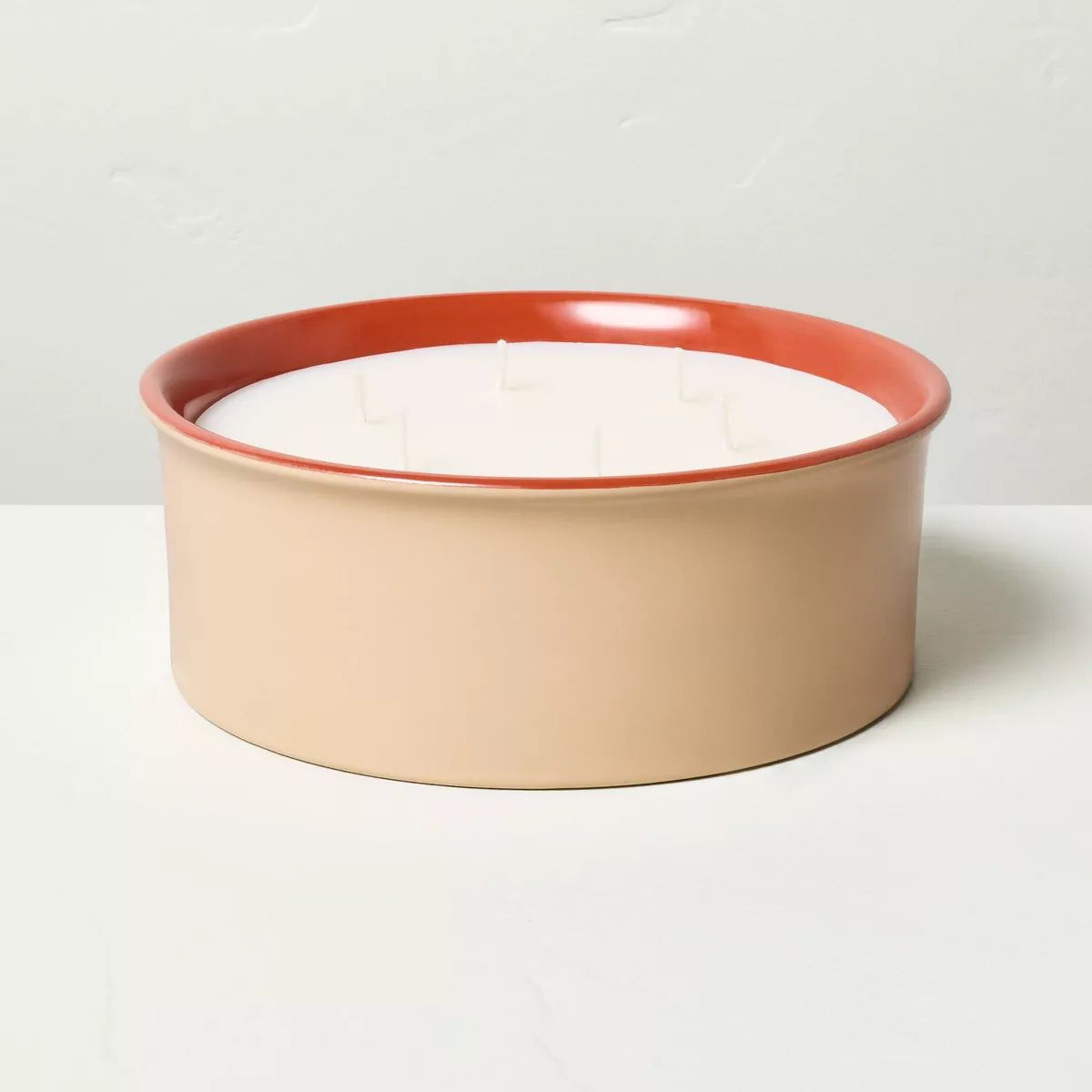 Two-Tone Ceramic Sunkissed Ginger Jar Candle Tan/Red - Hearth & Hand™ with Magnolia | Target