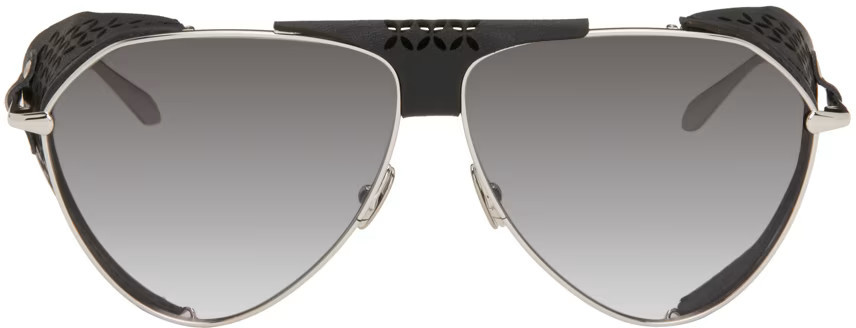 ALAÏA - Silver & Black Pilot Sunglasses | SSENSE