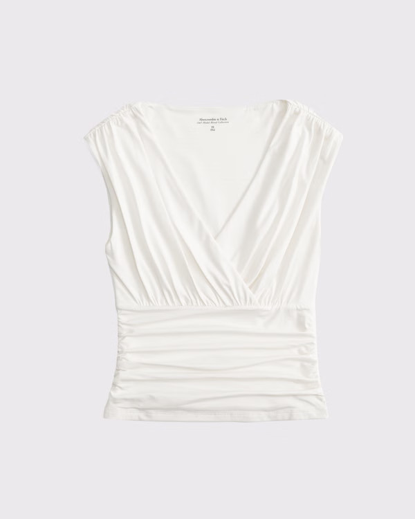 Women's Ruched V-Neck Top | Women's Tops | Abercrombie.com | Abercrombie & Fitch (US)