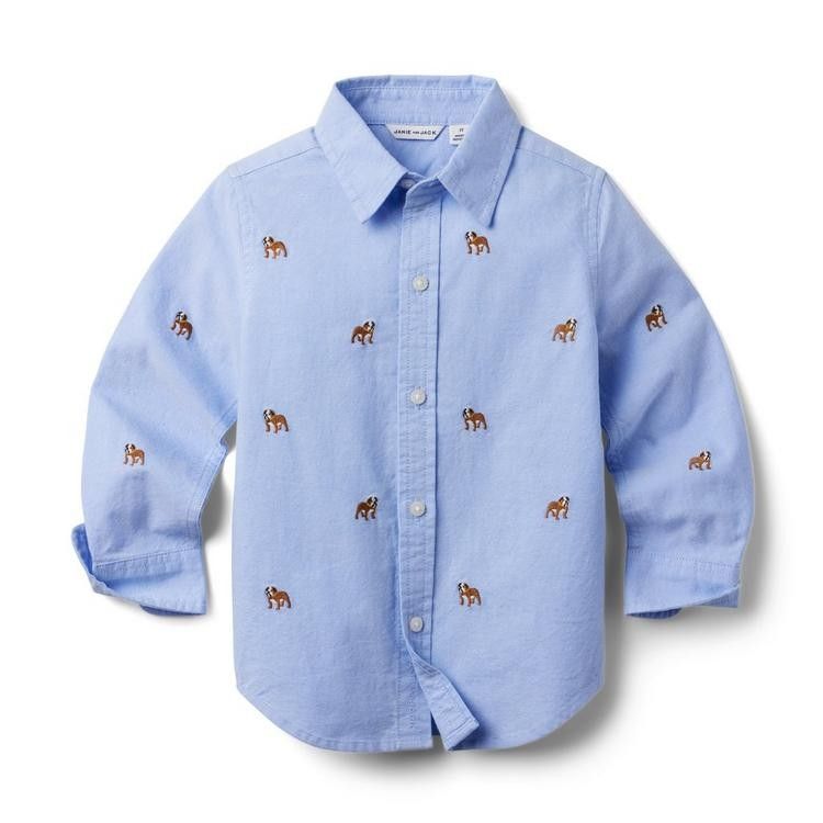 Embroidered Bulldog Oxford Shirt | Janie and Jack