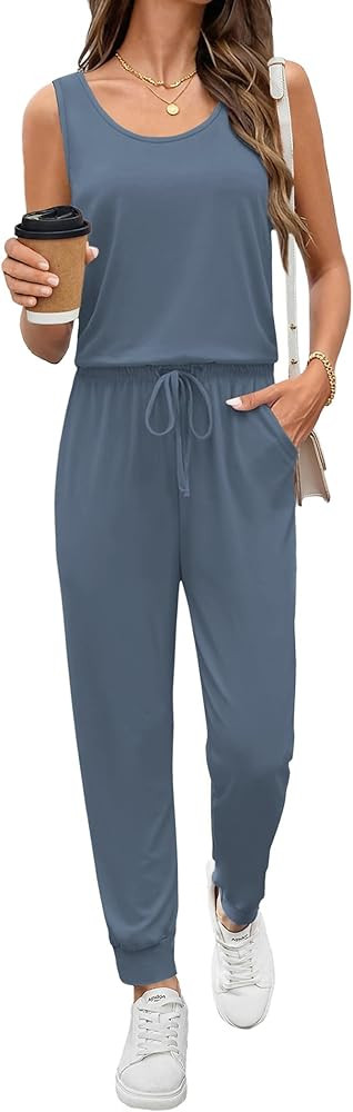 Ekouaer Jumpsuits for Women Casual Sleeveless 2026 Summer Romper Dressy Vacation One Piece Outfit... | Amazon (US)