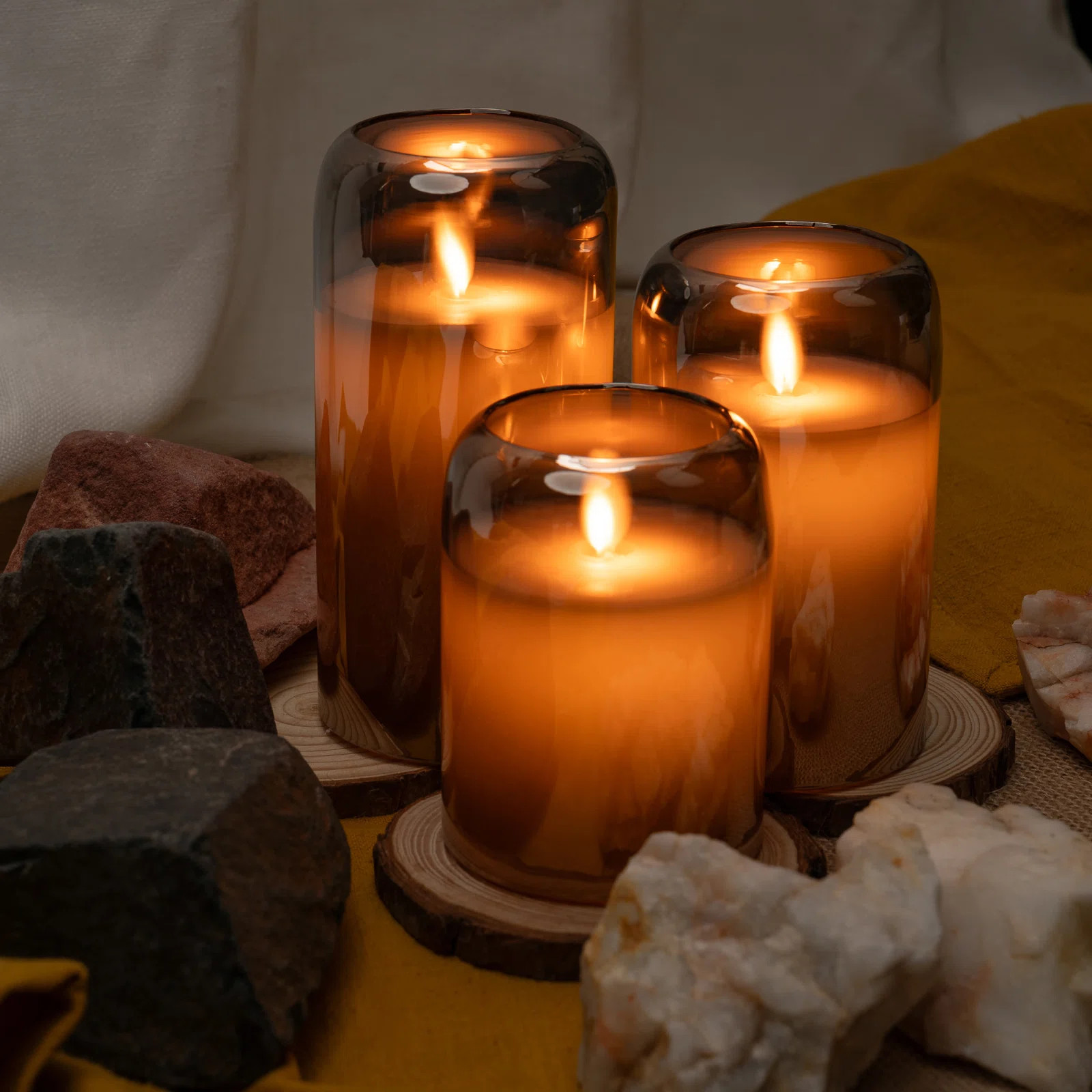 LED Mirrored Glass Round Hurricane Pillar Flameless Candles, Real Wax Moving Wick Dancing Flicker... | Wayfair North America