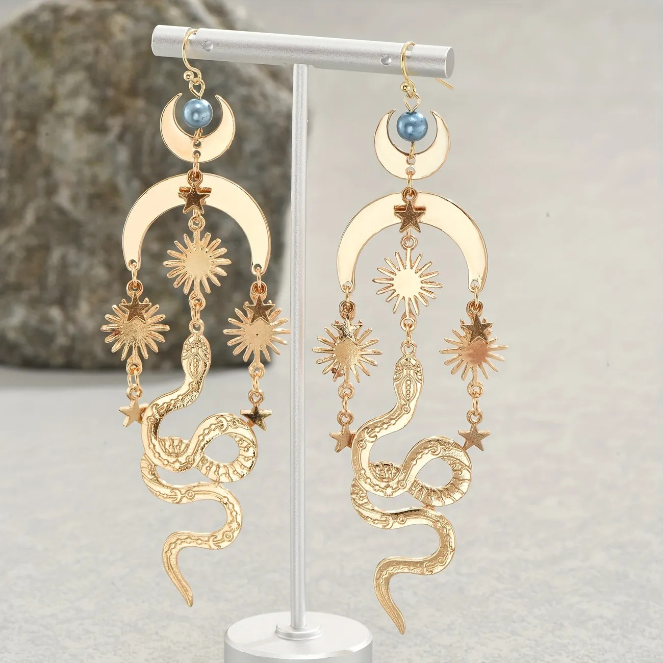 Vintage Creative Star Moon Golden Snake Dangle Earrings For Women Ear Jewelry Gift | Temu Affiliate Program