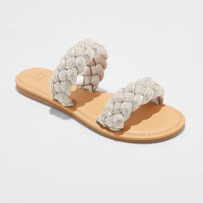 Women's Lucy Braided Rhinestone Slide Sandals - A New Day™ | Target