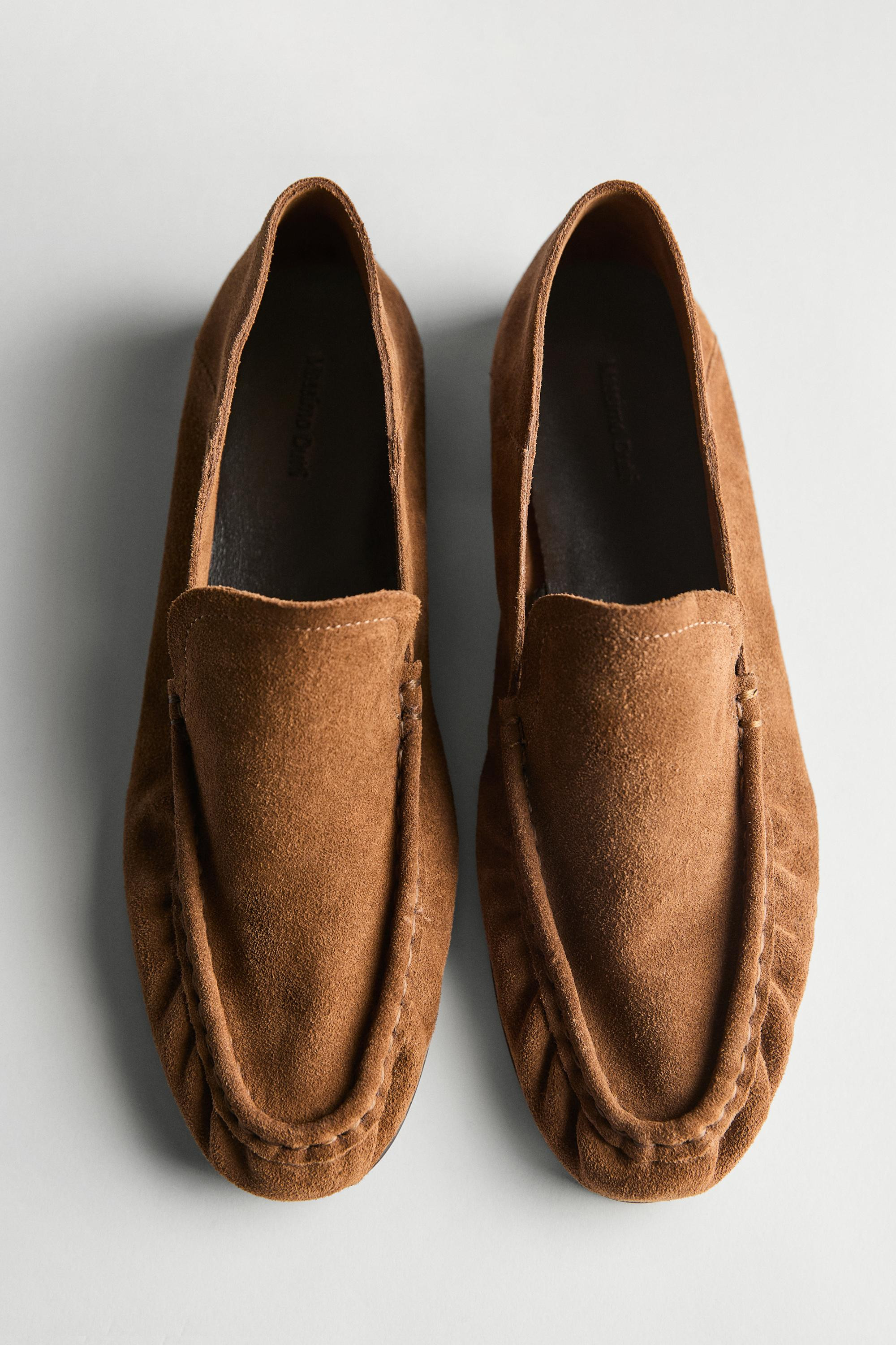 Soft split leather loafers | Massimo Dutti US