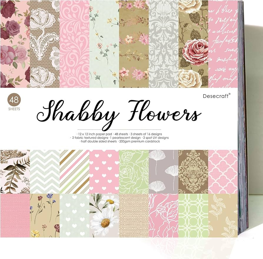 48 sheets 12x12 Scrapbooking Cardstock Decorative Paper Pack - Vintage Shabby Flower - for Card M... | Amazon (US)