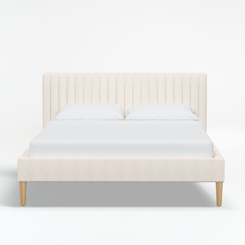 Camilla King Linen White Channel Bed | Crate & Barrel | Crate & Barrel