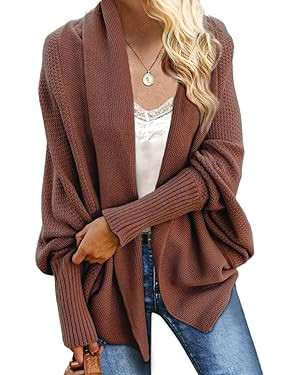 Imily Bela Women's Kimono Batwing Cable Knitted Slouchy Oversized Wrap Cardigan Sweater | Amazon (US)