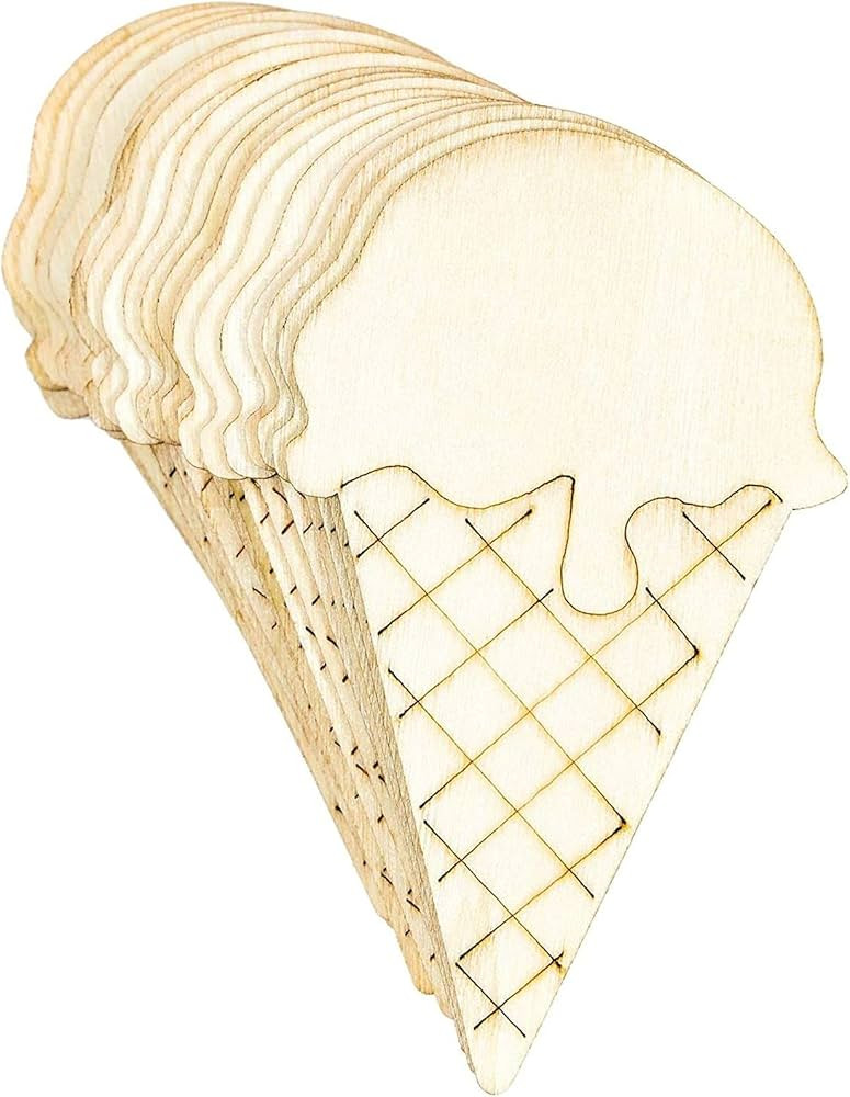 Ice Cream Wood Cutouts for DIY Crafts (2.2 x 3.8 in, 24 Pieces) | Amazon (US)