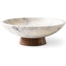 Cork & Mill Marble Decorative Bowl for Home Decor - Handcrafted Natural Stone with Acacia Wood Pe... | Amazon (US)