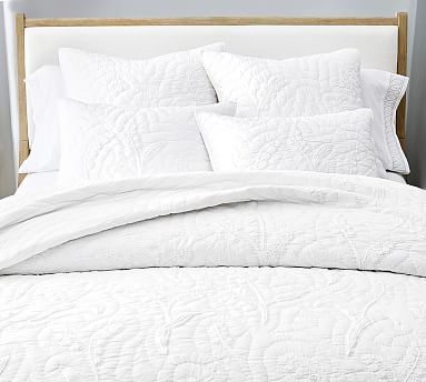 Monique Lhuillier Lily of the Valley Embroidered Cotton Coverlet | Pottery Barn (US)