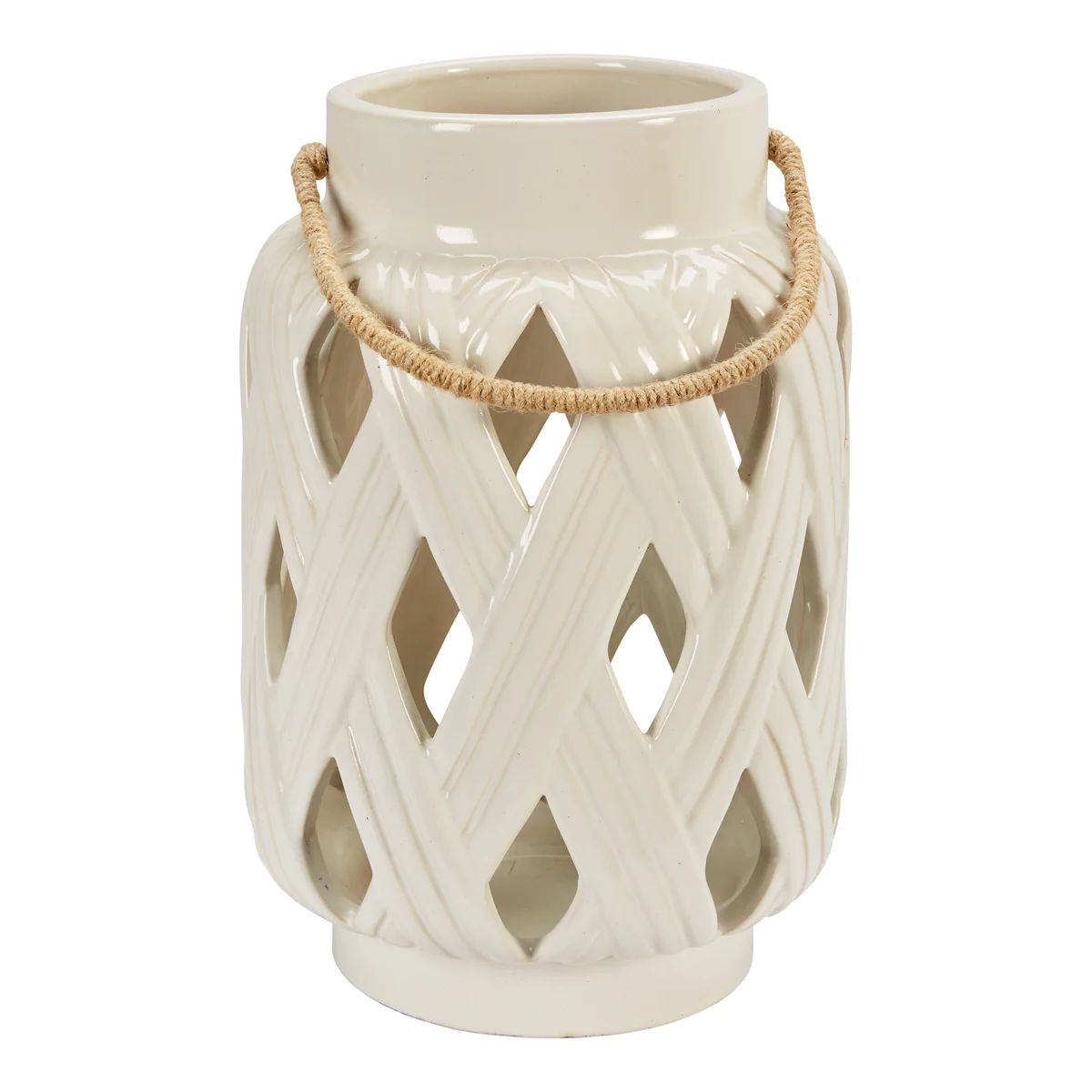 Ceramic Weave Lantern White | Amanda Lindroth