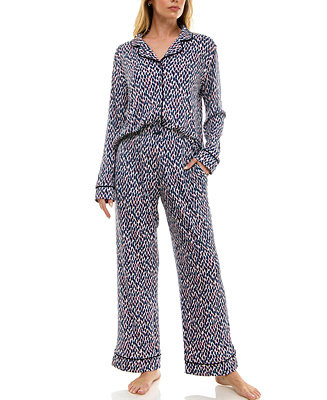 Women's 2-Piece Long Sleeve Top and Printed Pajama Set | Macy's