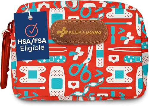 KEEP>GOING KeepGoing Small Travel First Aid Kit Kids – 60 Pc. Mini First Aid Kit for Purse, Diaper Bag, & Backpack with Latex-Free Bandages – 4 Oz., & 4.5 x 3.5 x 2 in, TSA-Approved | Amazon (US)