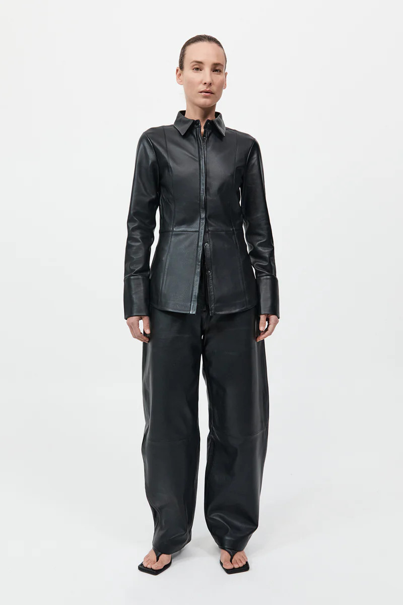 Leather Panelled Shirt - Black | St. Agni (US, UK, EU)