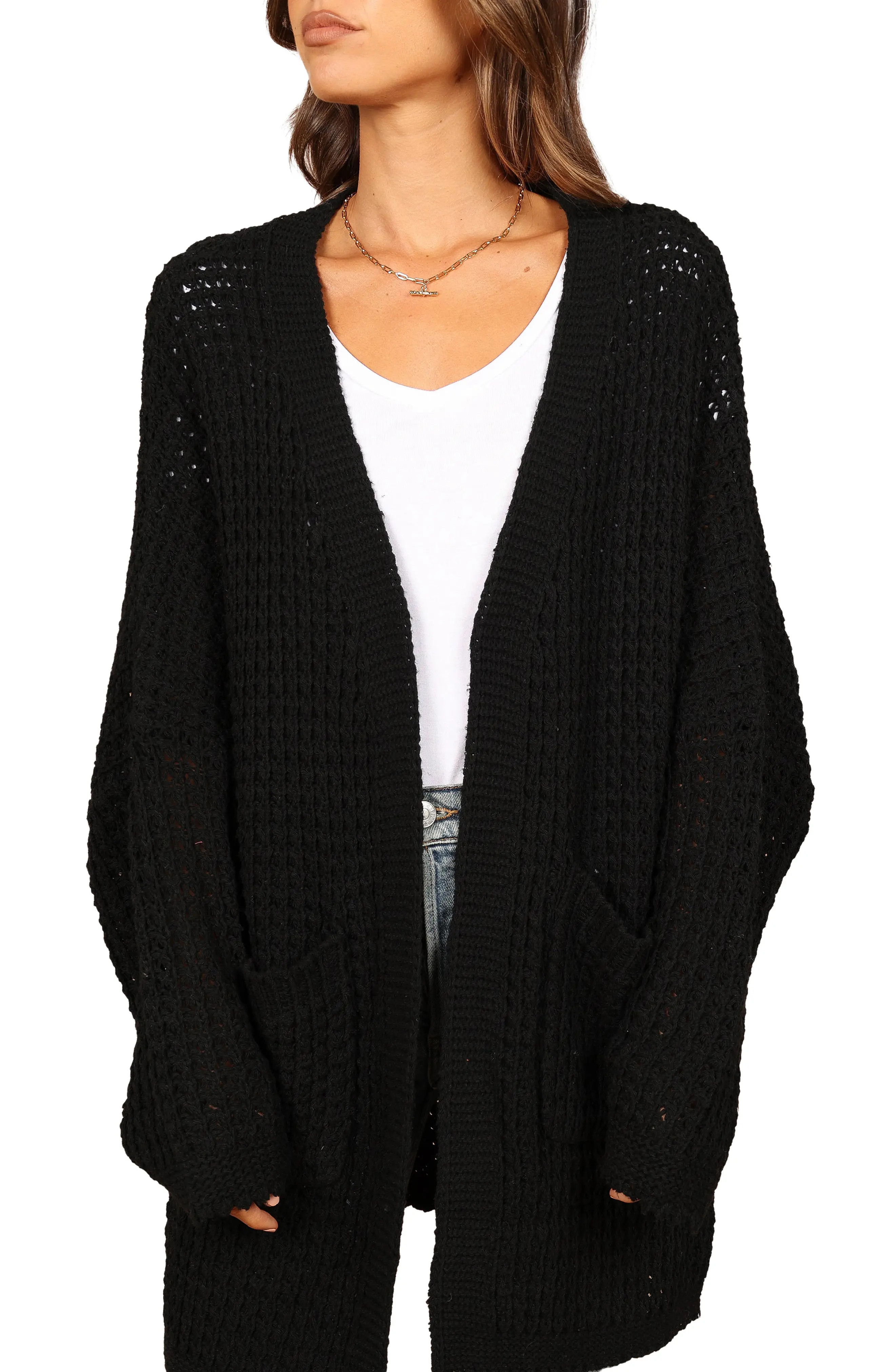 Petal & Pup Leyonie Long Cardigan in Black at Nordstrom, Size Medium | Nordstrom