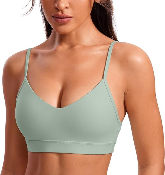 CRZ YOGA Butterluxe V Neck Sports Bras | Light Support, Removable Pads, Yoga, Extremely Soft, Squ... | Amazon (US)