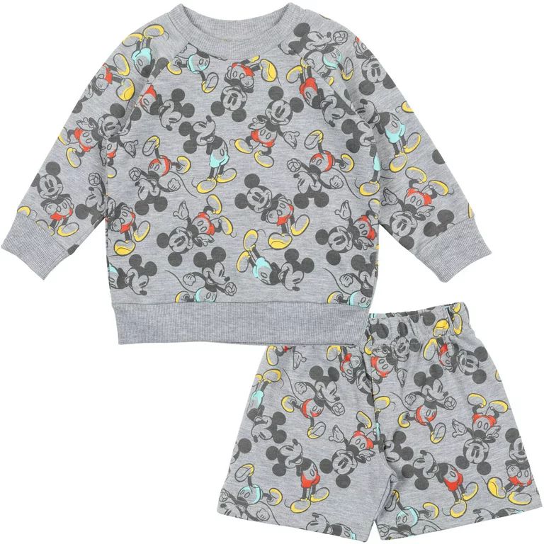 Disney Mickey Mouse Baby Boys French Terry Sweatshirt & Shorts Grey 18 Months - Walmart.com | Walmart (US)