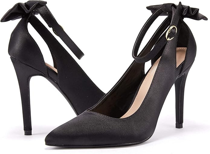 PiePieBuy Women's Pointed Toe High Heels Ankle Strap D'Orsay Pumps Shoes Bow Wedding Bowtie Back ... | Amazon (US)