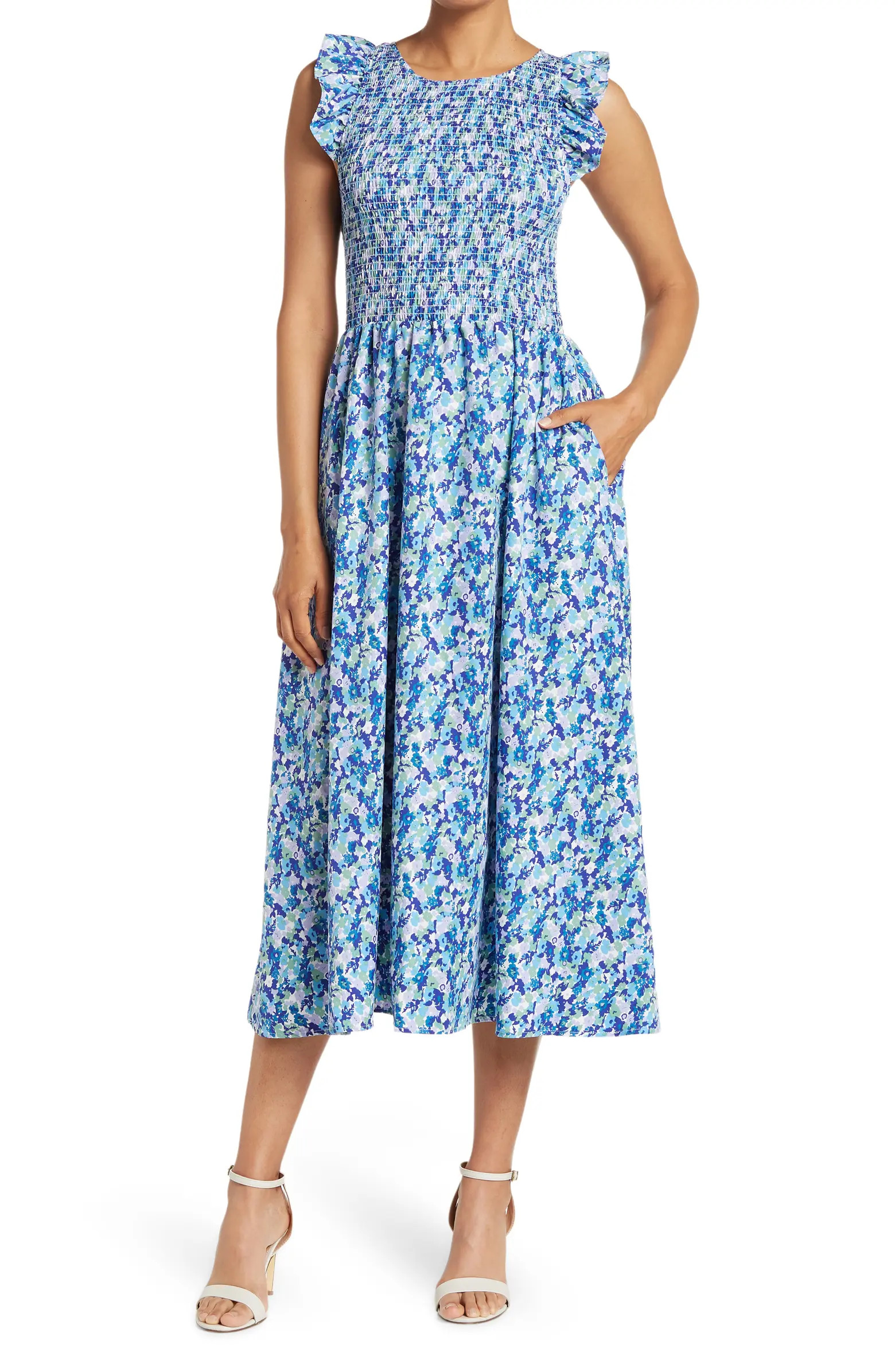 Smock Print Sleeveless Maxi Dress | Nordstrom Rack