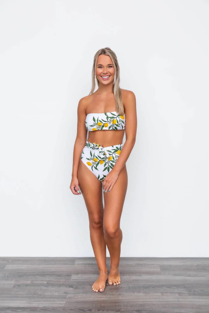 Lemon Printed Bandeau Bikini Set | Apricot Lane Boutique