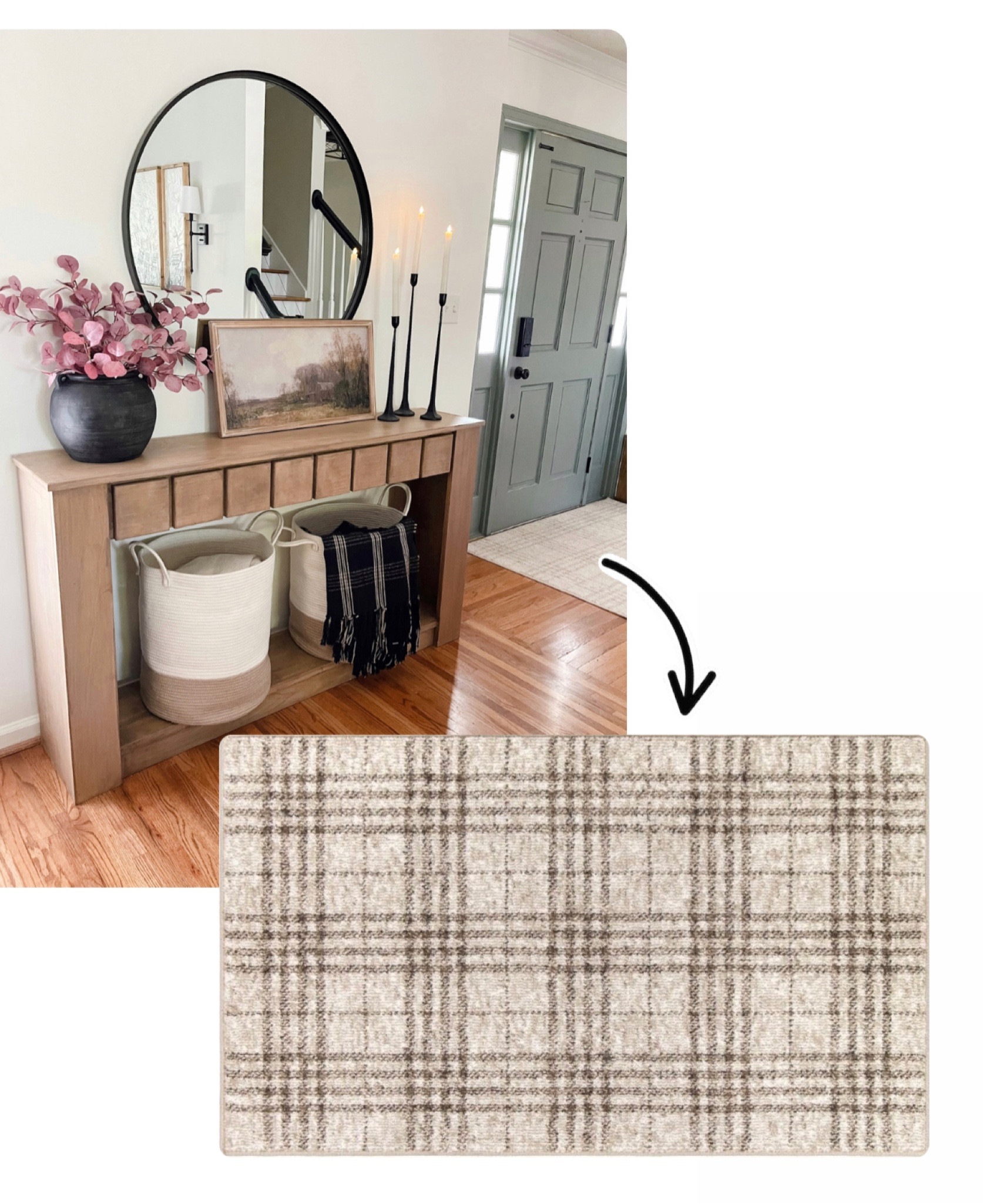 My plaid rug at my entryway.
Available in 3 colors and multiple sizes. 
Mine is the color: Beige 

#LTKhome #LTKstyletip #LTKFind