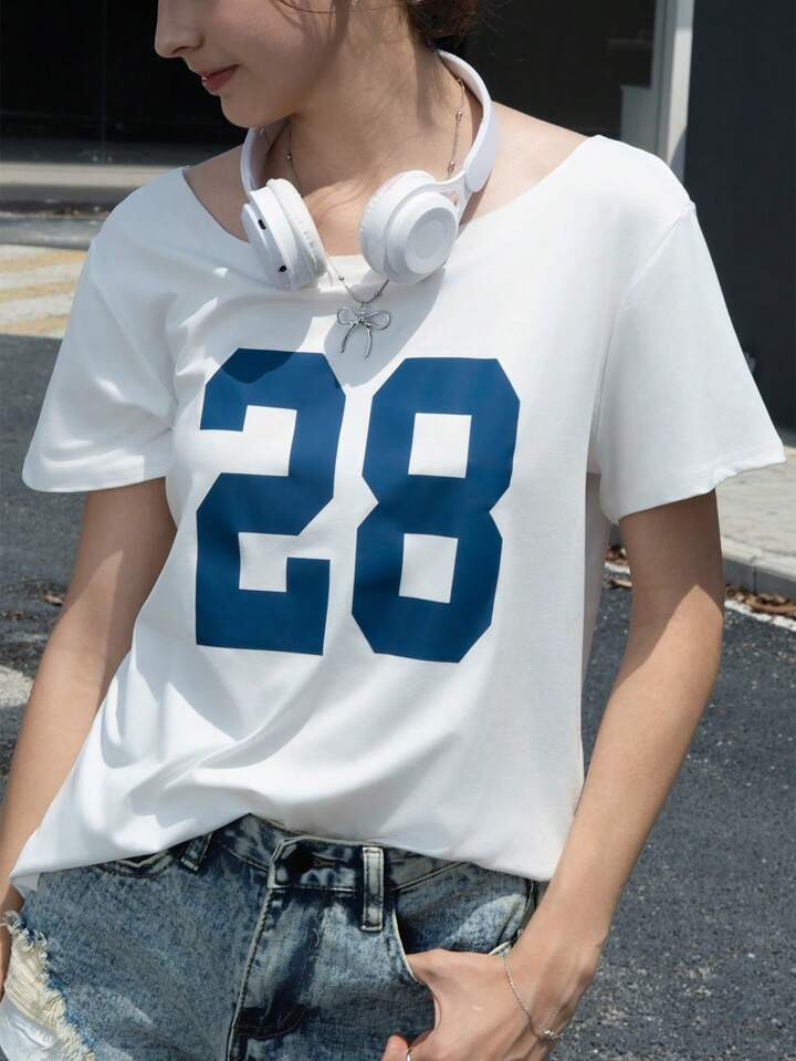 INAWLY Women Summer Digital Printed Round Neck Short Sleeve Casual T-Shirt | SHEIN