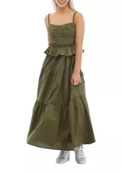 Women's Sleeveless Shirred Tiered Ruffled Midi Dress | Belk