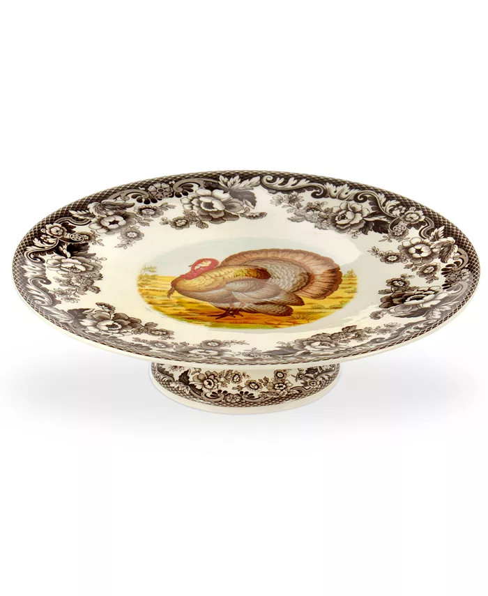 Woodland Turkey Footed Cake Plate | Macy's