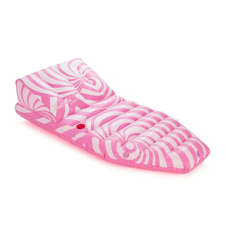 Float Life by Funboy Pink Twist Sun Lounger Pool Float, 65'' Long w/ Ergonomic Backrest, Ages 8+ | Walmart (US)
