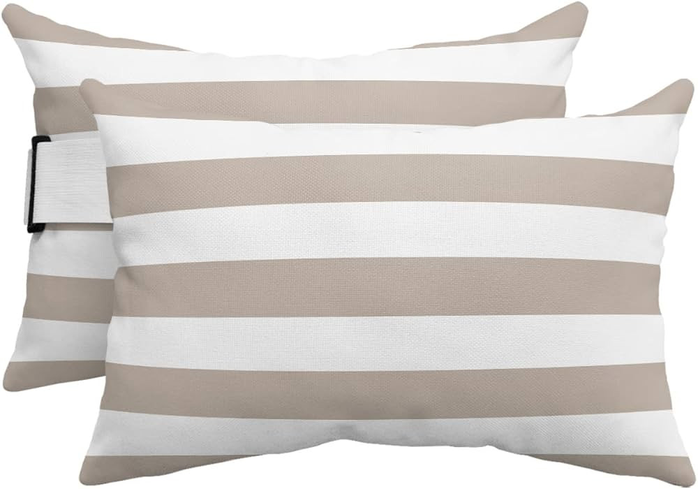 Headrest Pillows for Recliner Lounge 2PCS Light Brown and White Striped Pattern Throw Pillow Cove... | Amazon (US)